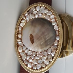 Leather and shell belt